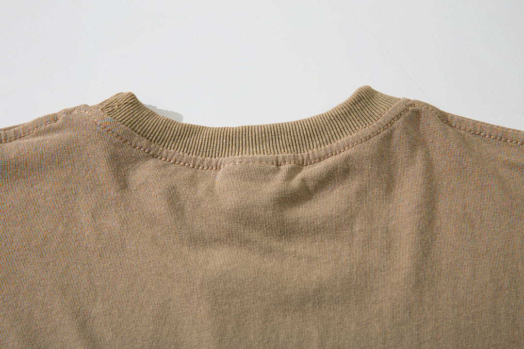 Heavy-duty washed short-sleeve T-shirt