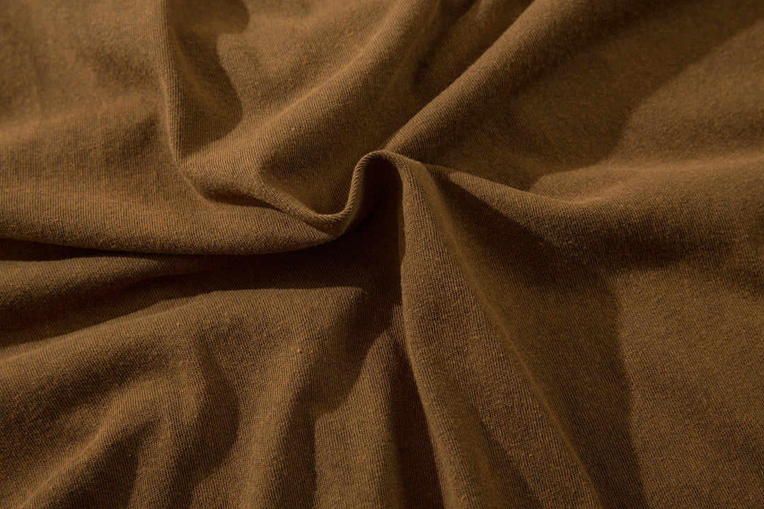 Positioning-stitch detail, heavy-wash short-sleeve T-shirt