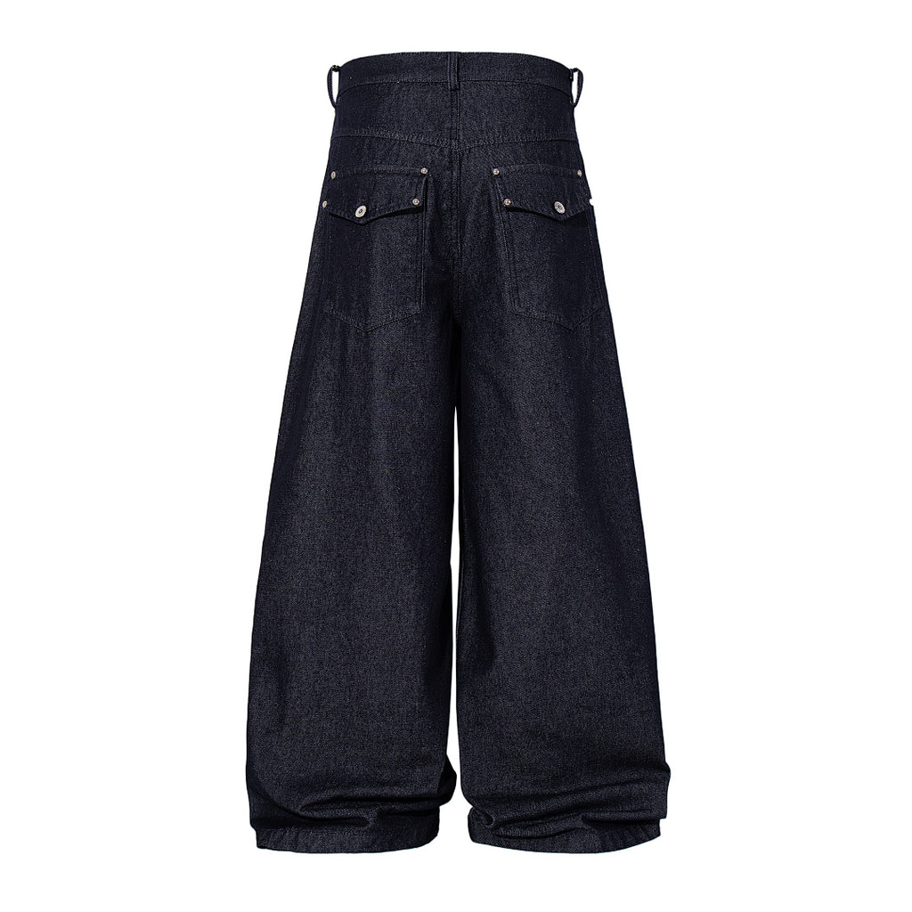 Raw denim jeans, blue