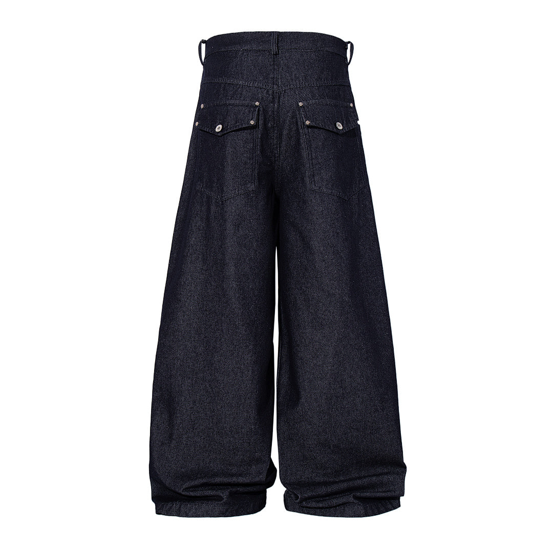 Raw denim jeans, blue