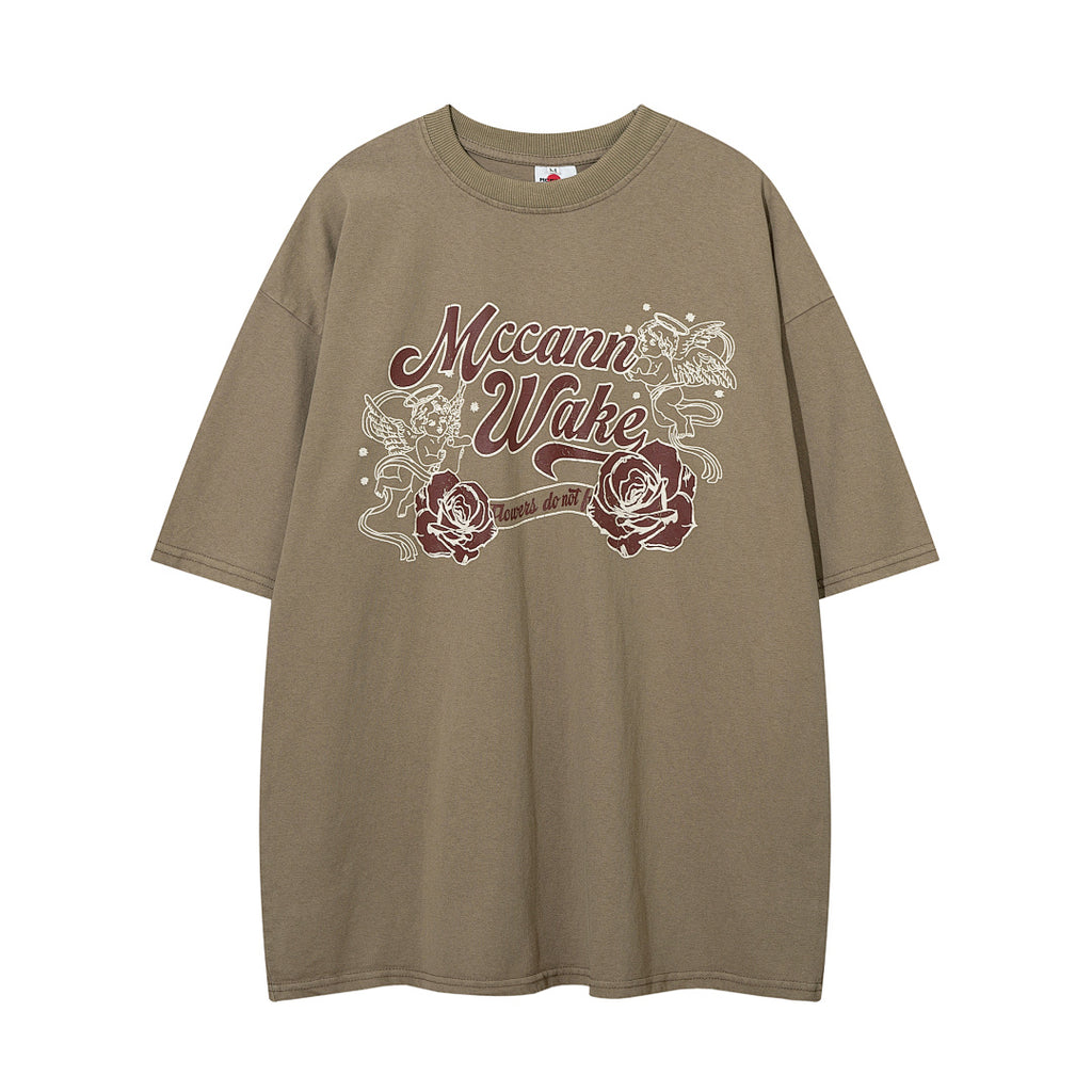 Heavy-duty washed short-sleeve T-shirt