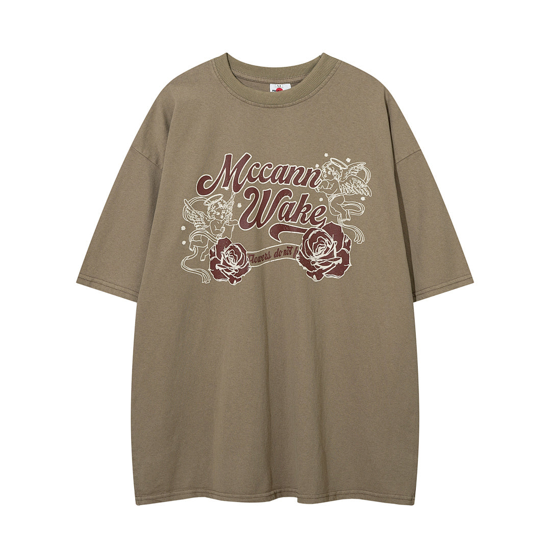 Heavy-duty washed short-sleeve T-shirt