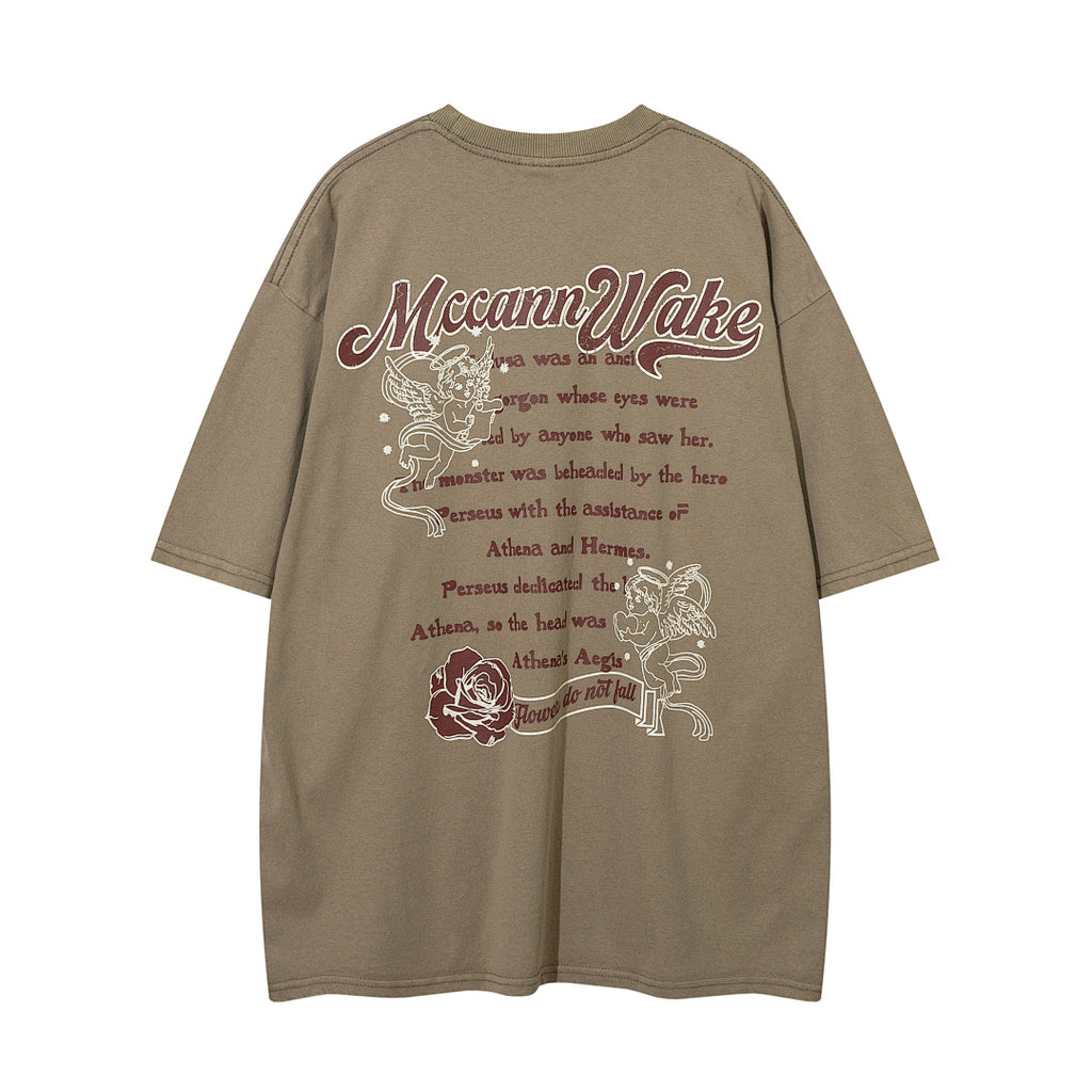 Heavy-duty washed short-sleeve T-shirt