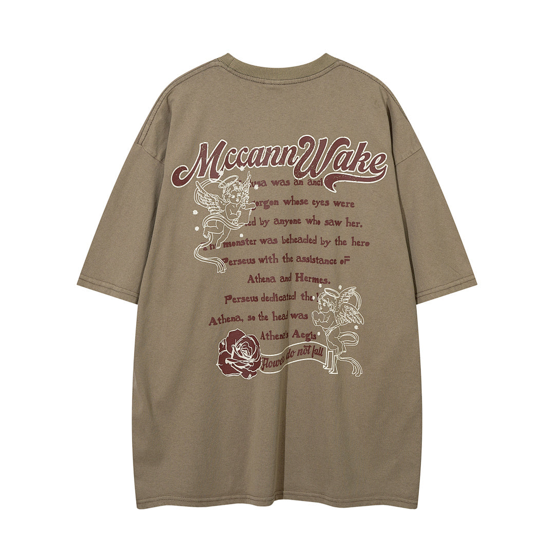 Heavy-duty washed short-sleeve T-shirt