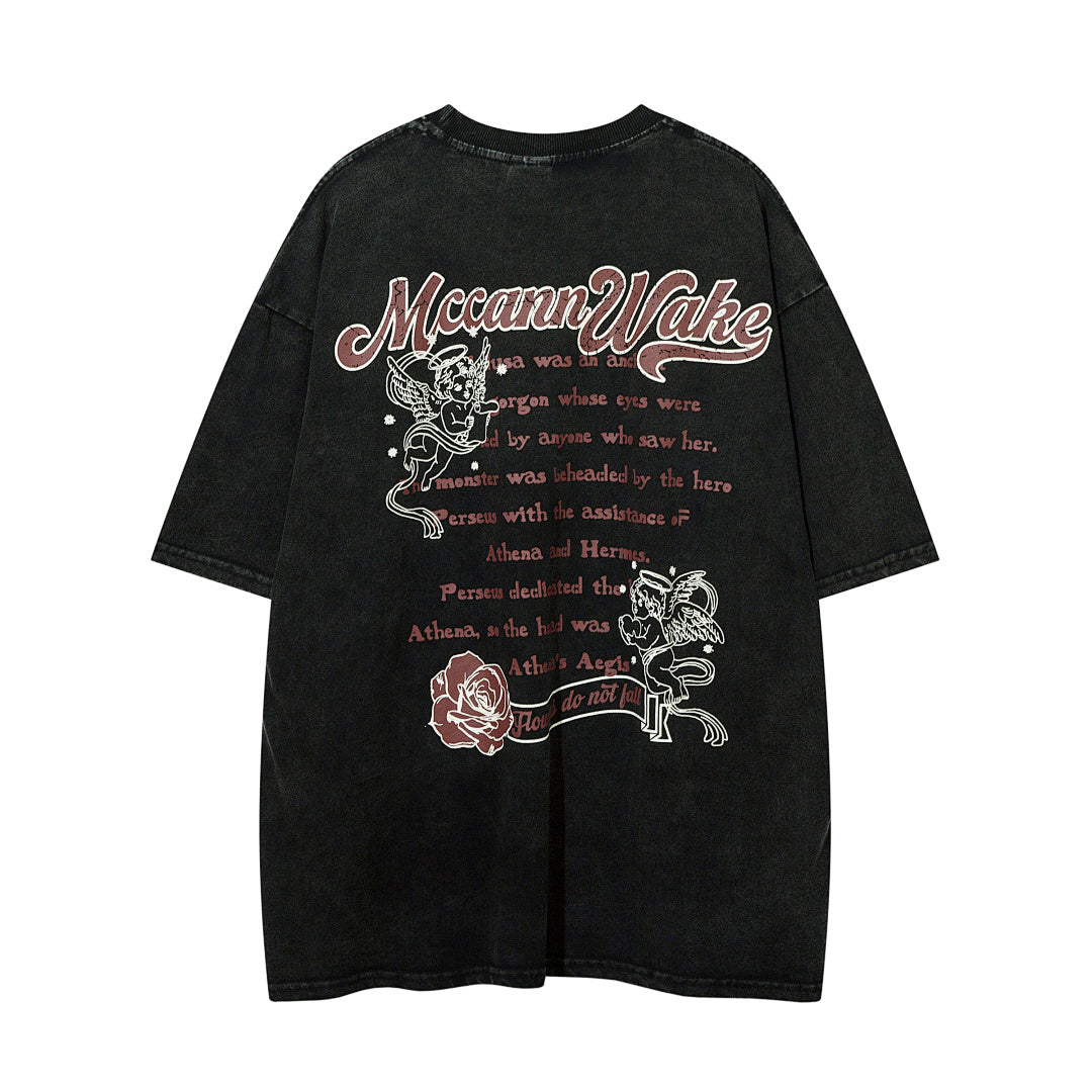 Heavy-duty washed short-sleeve T-shirt