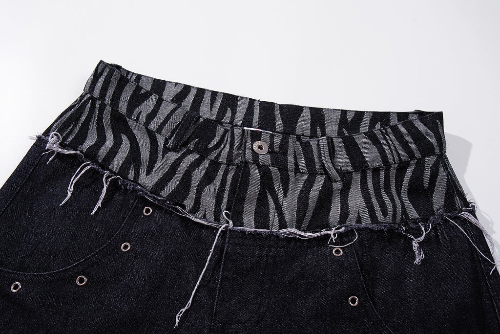 Zebra-print Jeans, Black