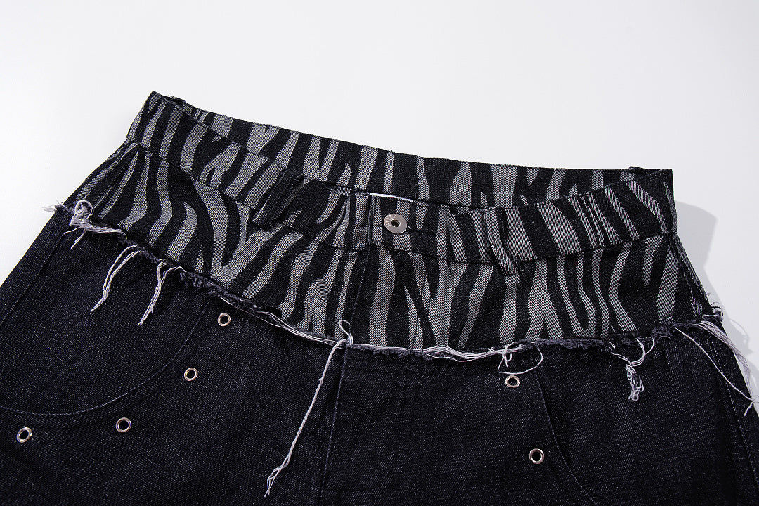 Zebra-print Jeans, Black