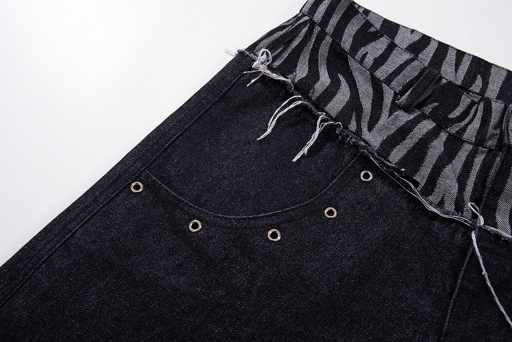 Zebra-print Jeans, Black