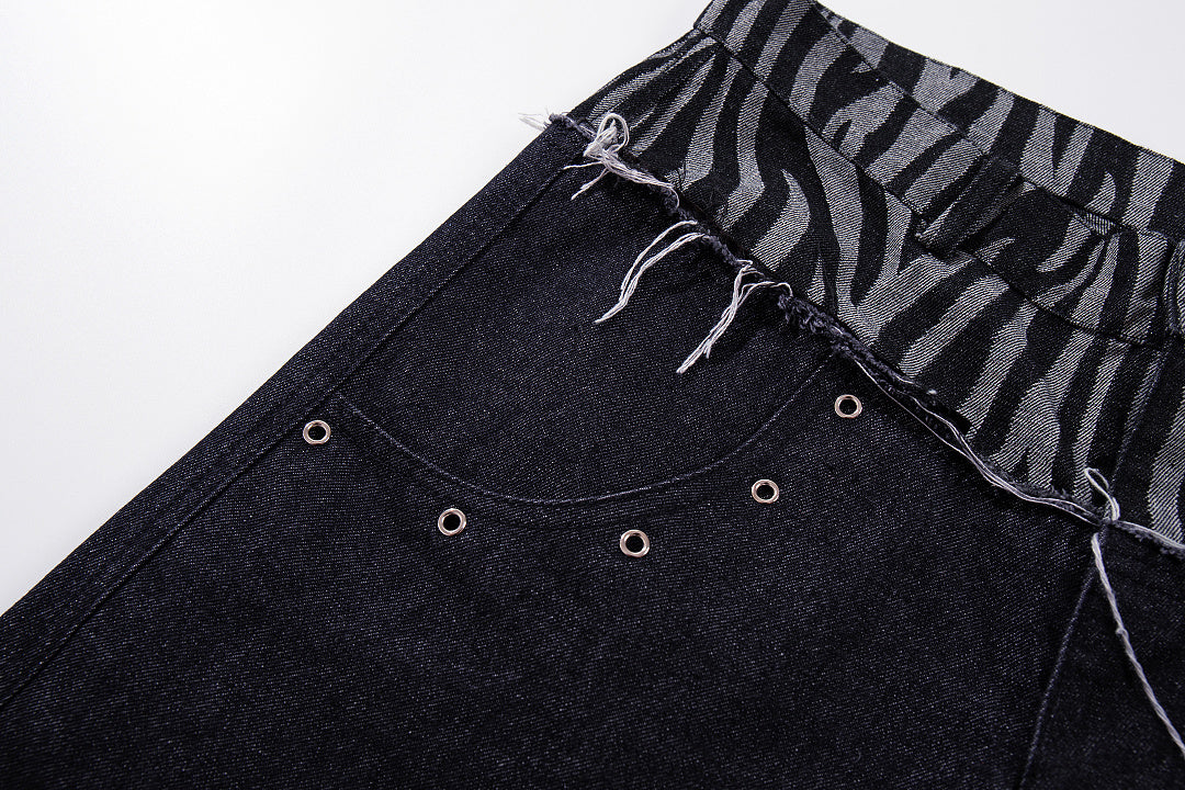 Zebra-print Jeans, Black