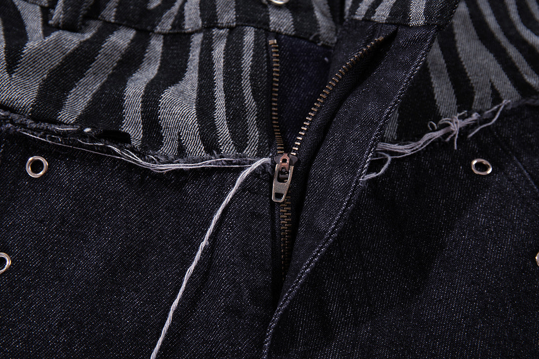 Zebra-print Jeans, Black