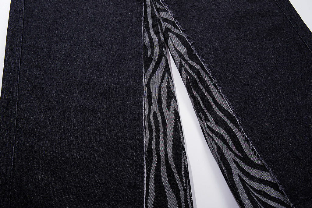 Zebra-print Jeans, Black
