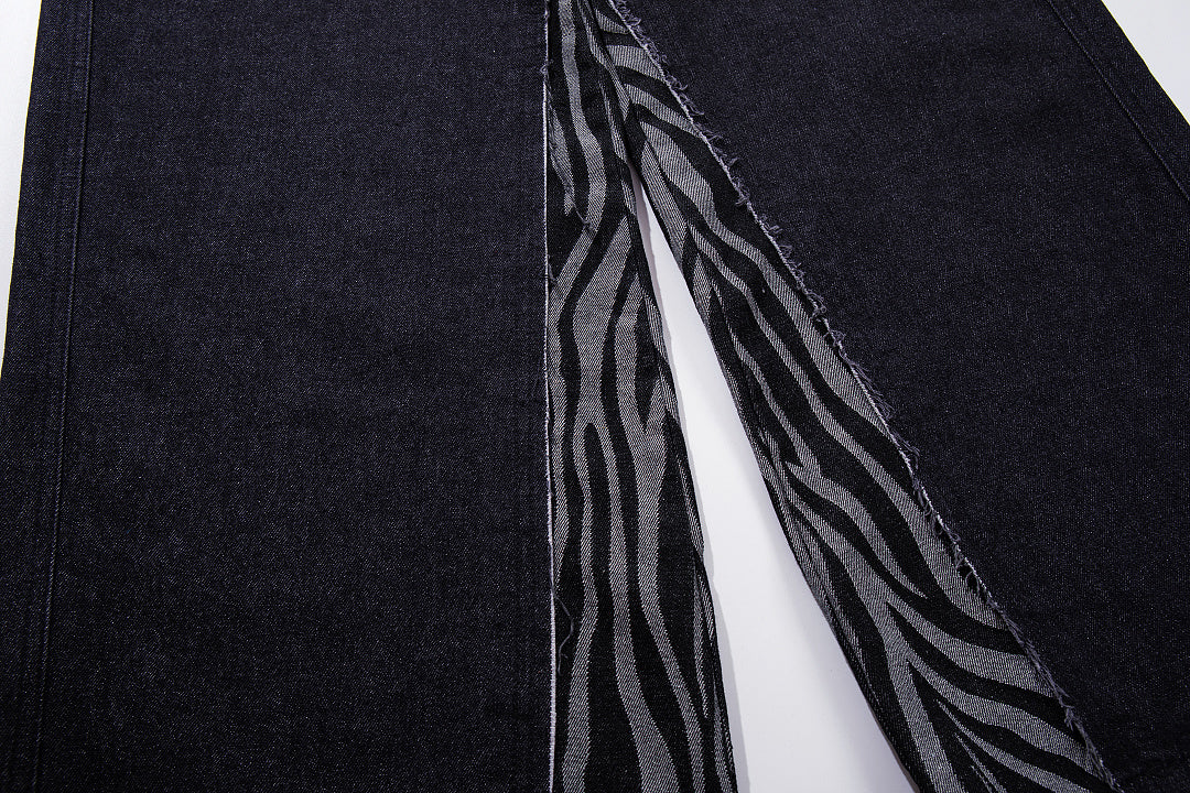 Zebra-print Jeans, Black