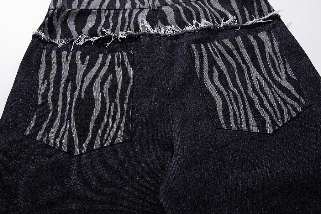 Zebra-print Jeans, Black