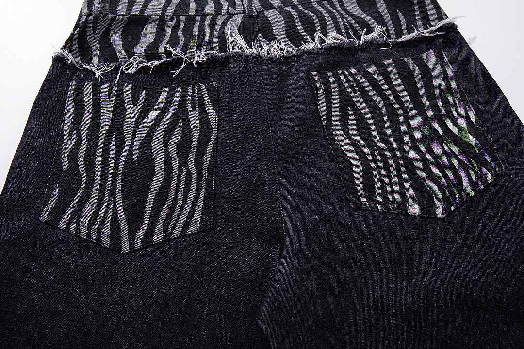 Zebra-print Jeans, Black