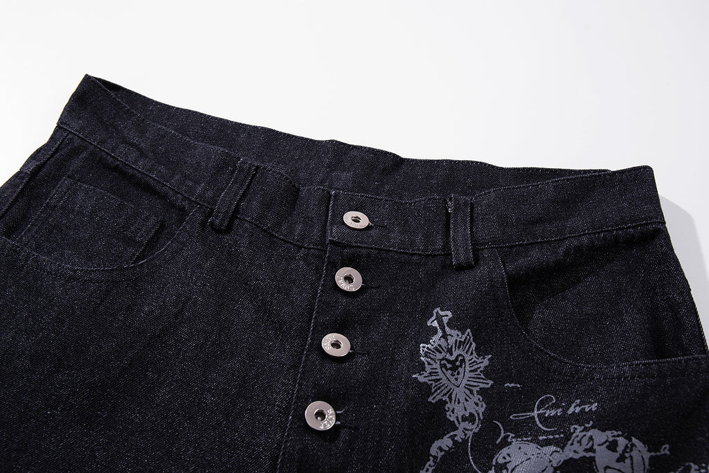 Raw Denim Jeans, Black