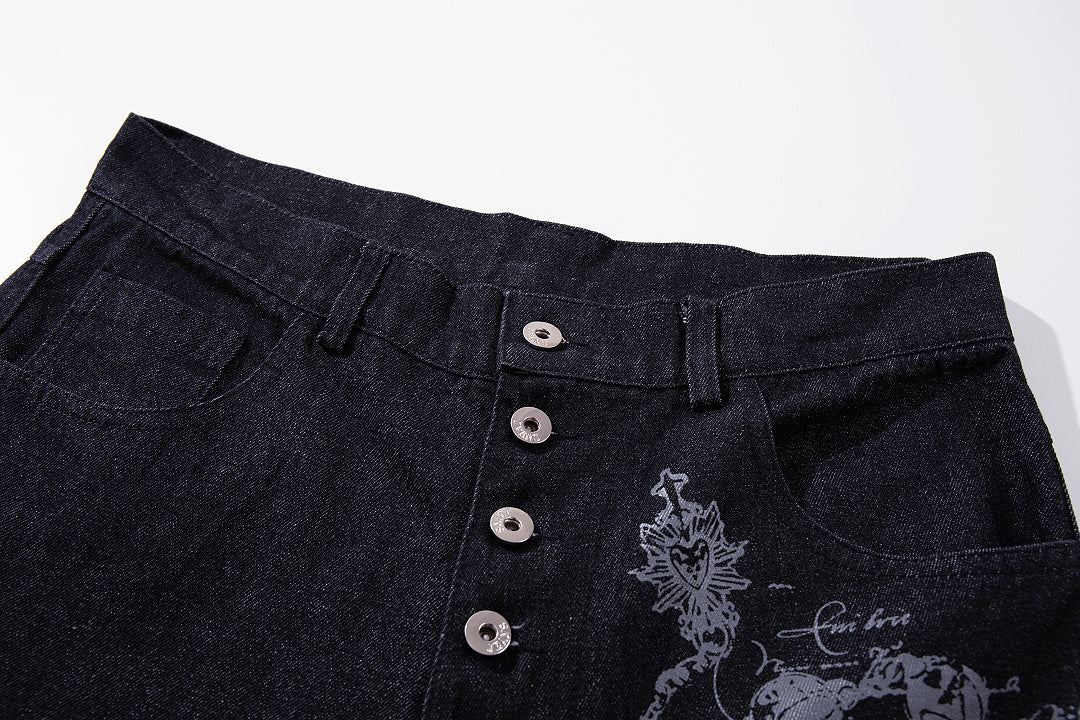 Raw Denim Jeans, Black