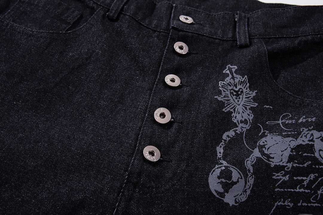 Raw Denim Jeans, Black