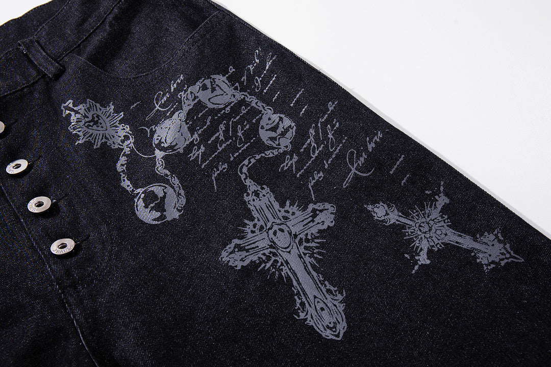 Raw Denim Jeans, Black