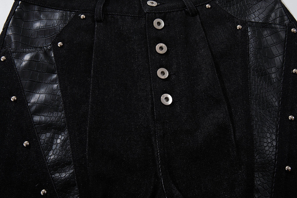 Raw denim jeans, black