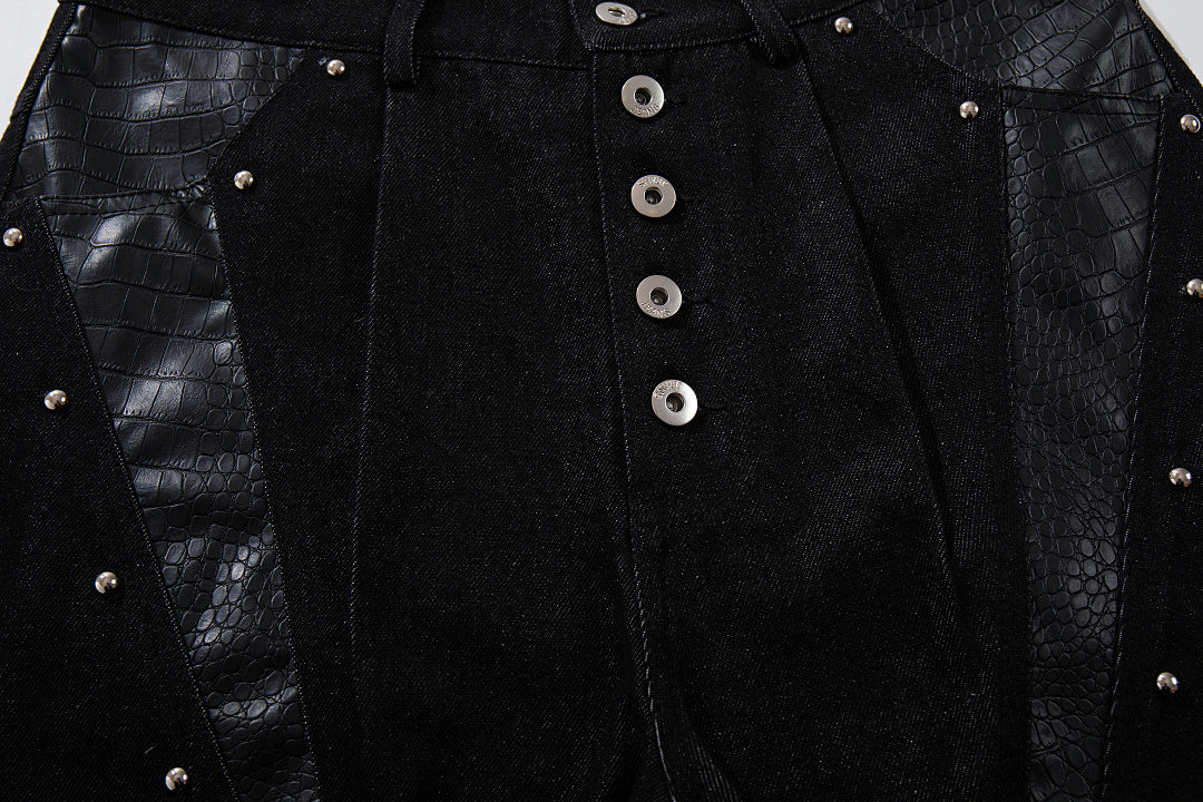 Raw denim jeans, black