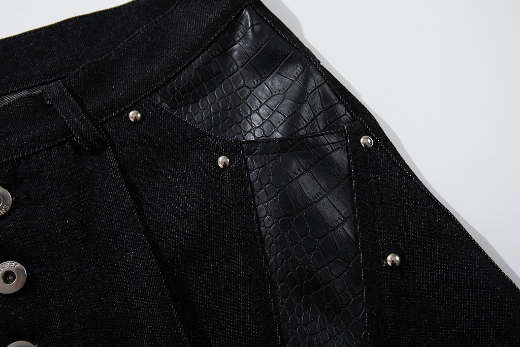 Raw denim jeans, black