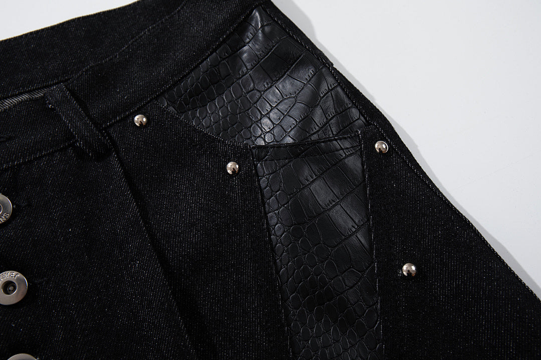 Raw denim jeans, black