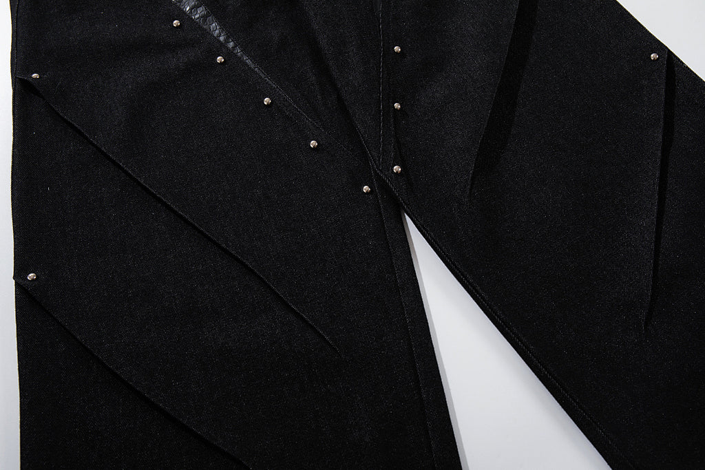 Raw denim jeans, black