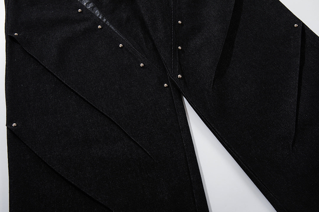 Raw denim jeans, black
