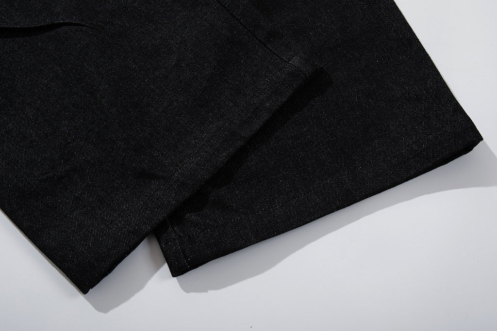 Raw denim jeans, black