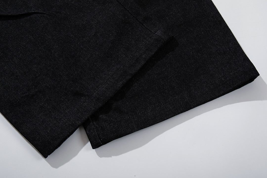 Raw denim jeans, black