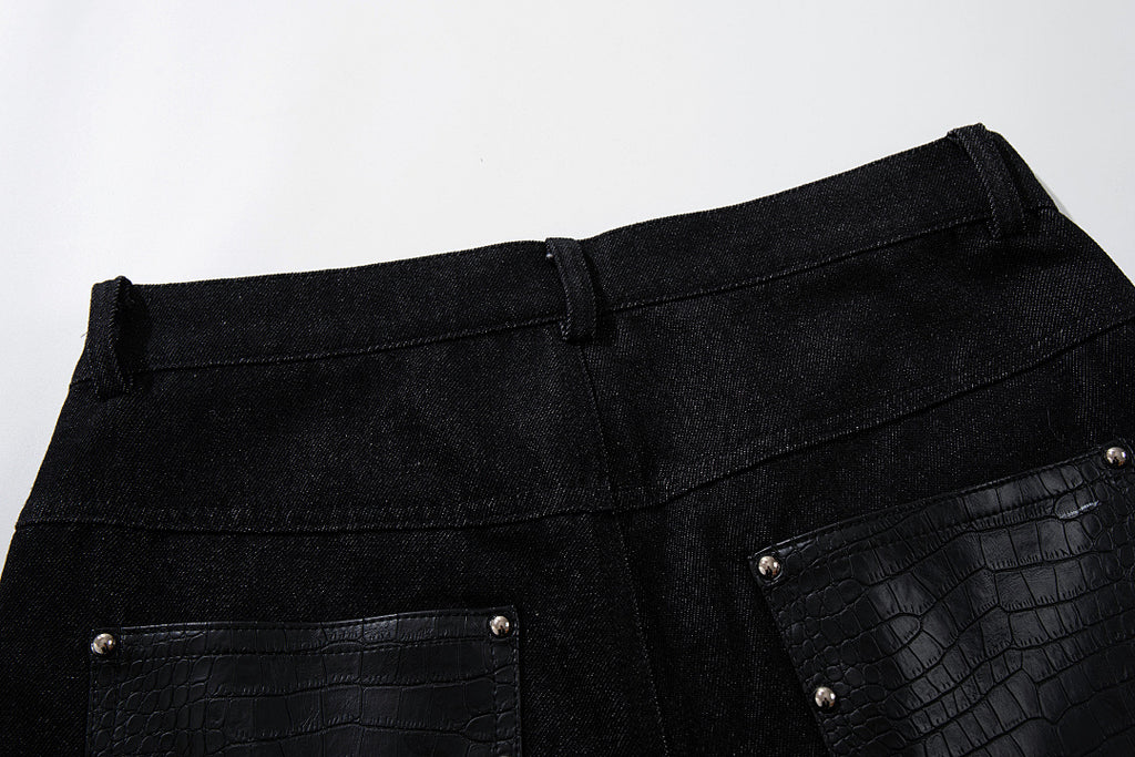 Raw denim jeans, black