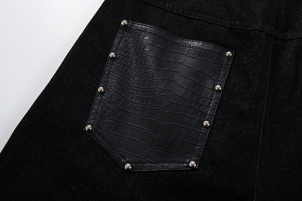 Raw denim jeans, black