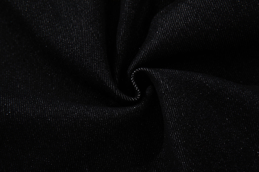 Raw denim jeans, black