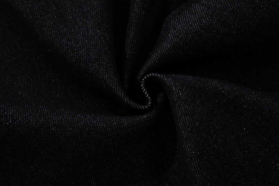Raw denim jeans, black