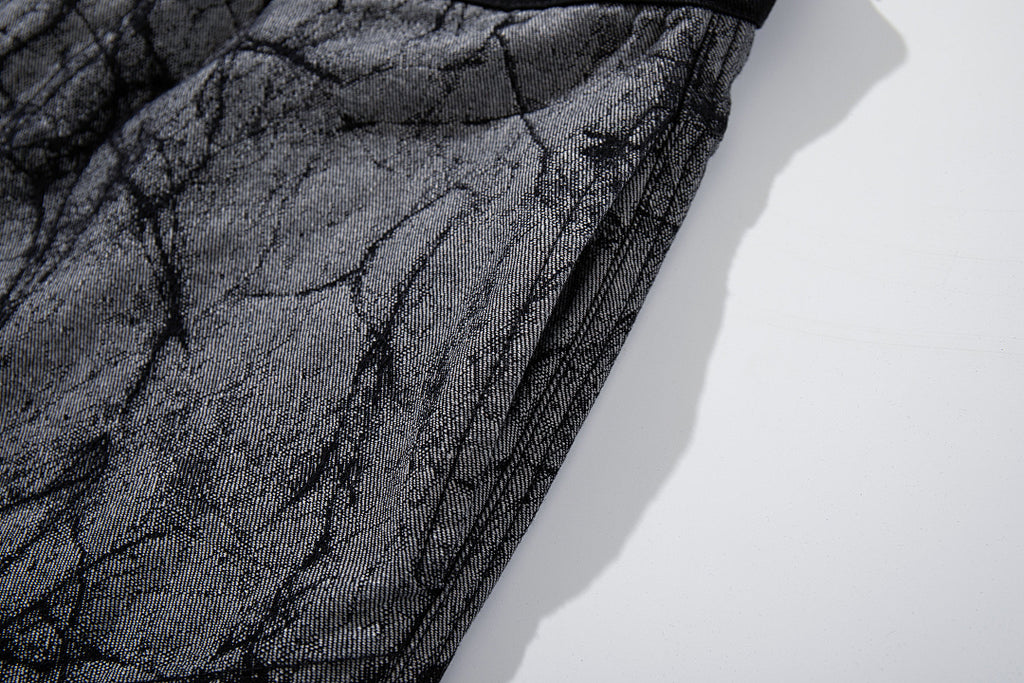 Heavy-duty patchwork denim trousers, grey