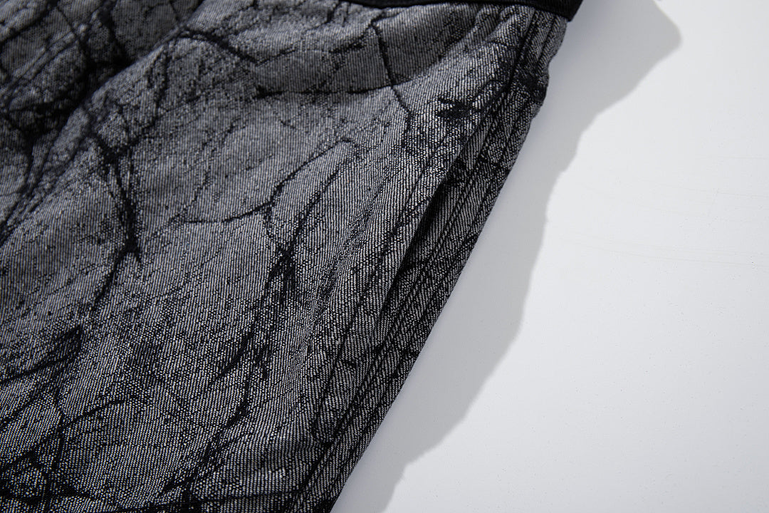 Heavy-duty patchwork denim trousers, grey