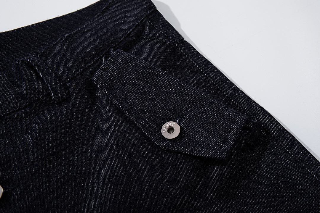 Raw denim jeans, blue