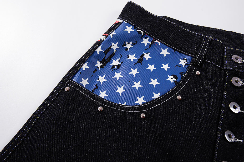 Raw Denim Jeans, Black