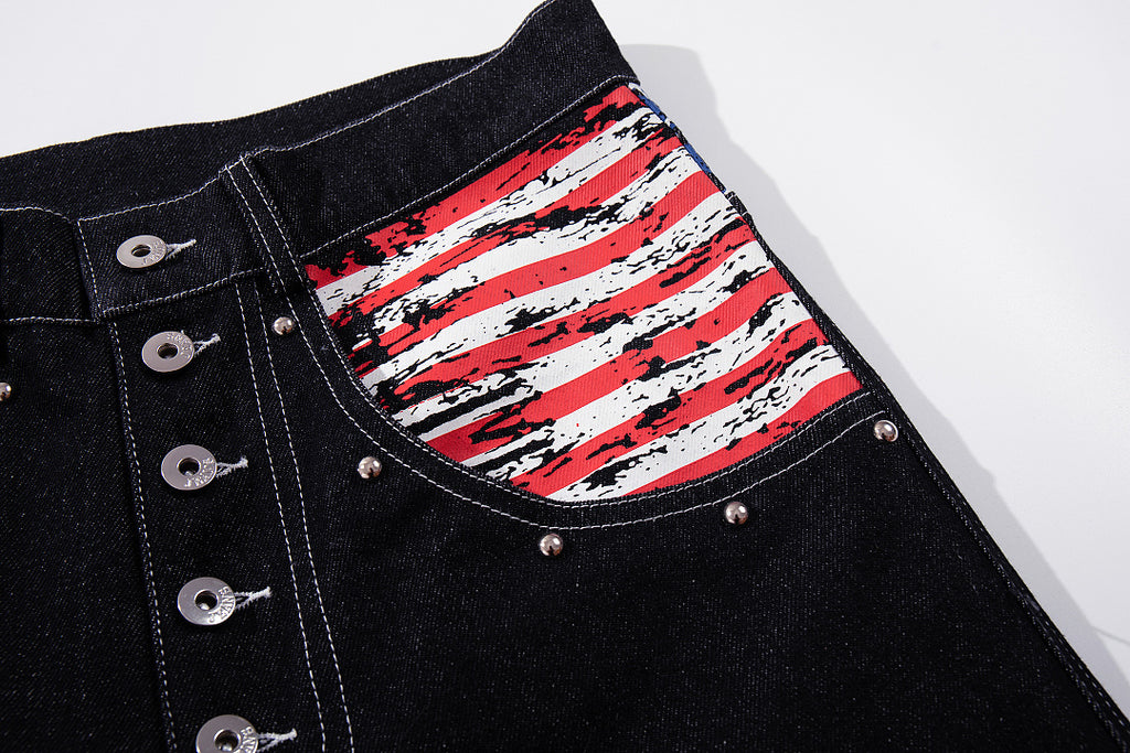 Raw Denim Jeans, Black