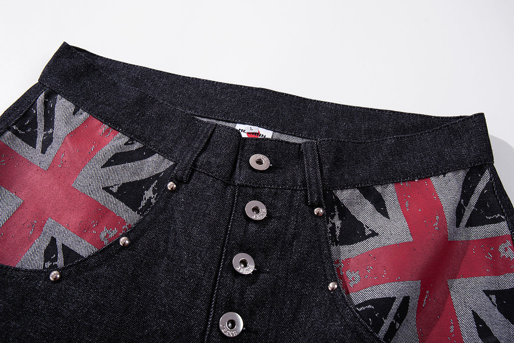 Raw Denim Jeans, Black