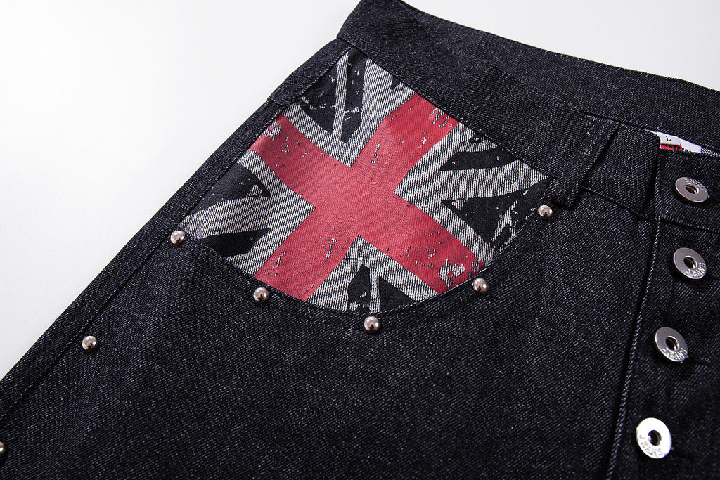 Raw Denim Jeans, Black