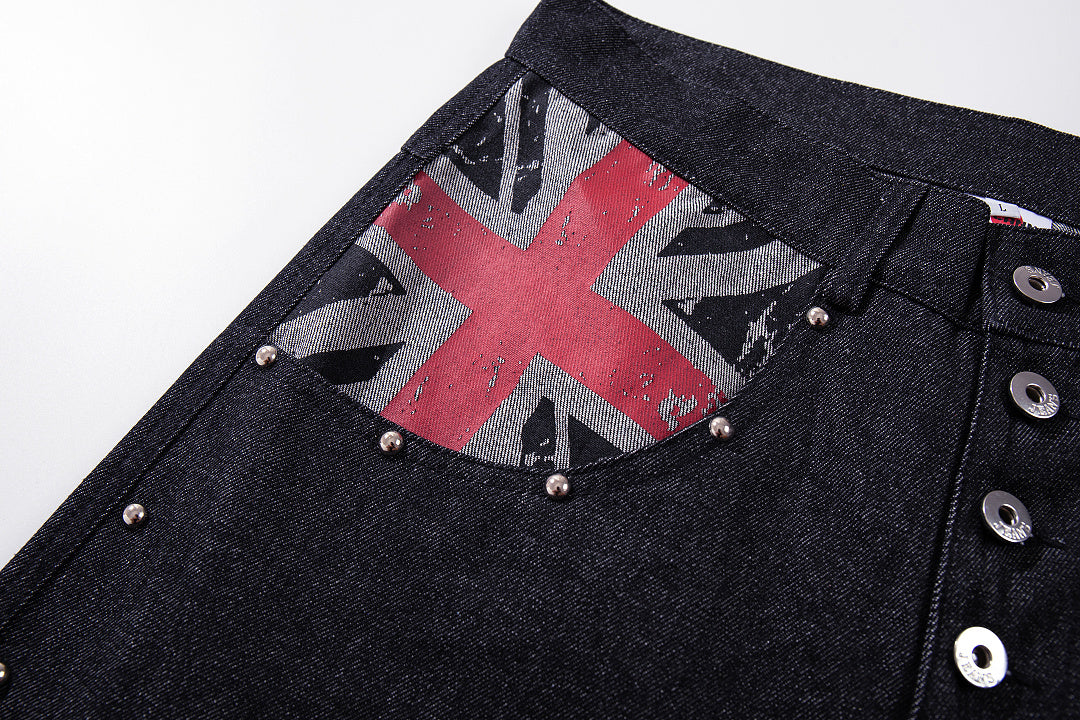 Raw Denim Jeans, Black