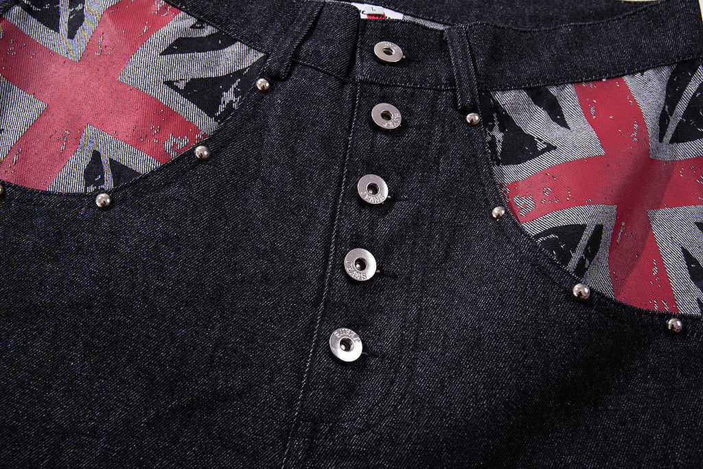 Raw Denim Jeans, Black