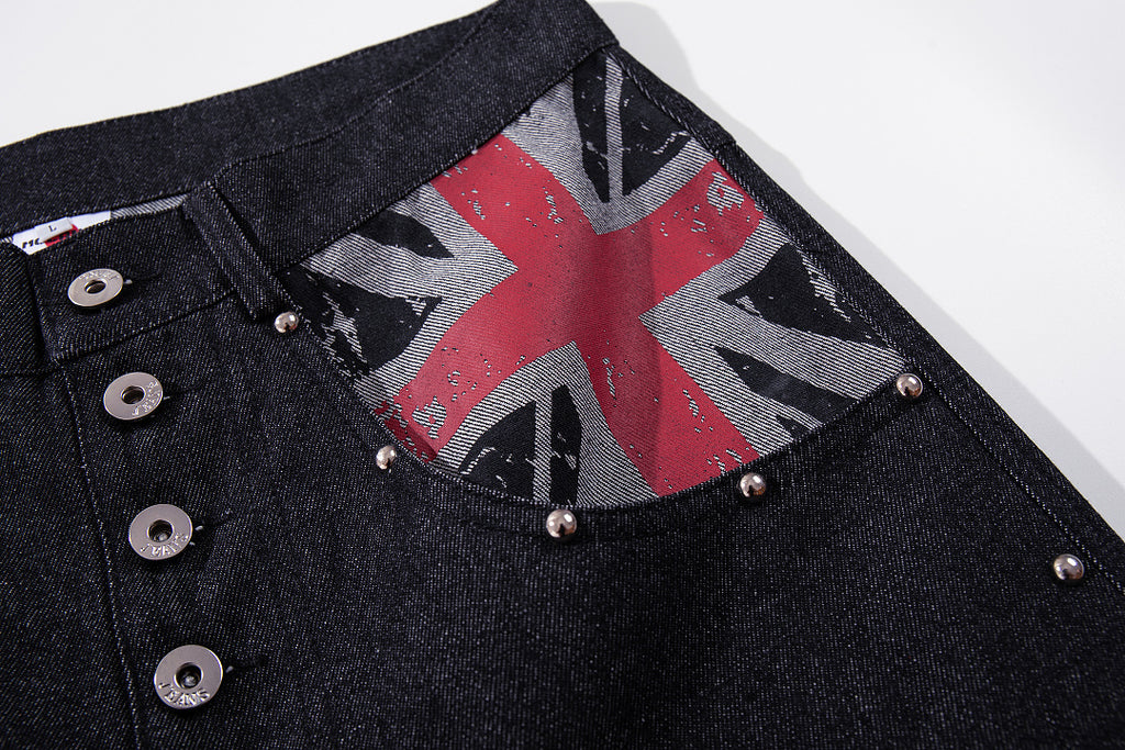 Raw Denim Jeans, Black