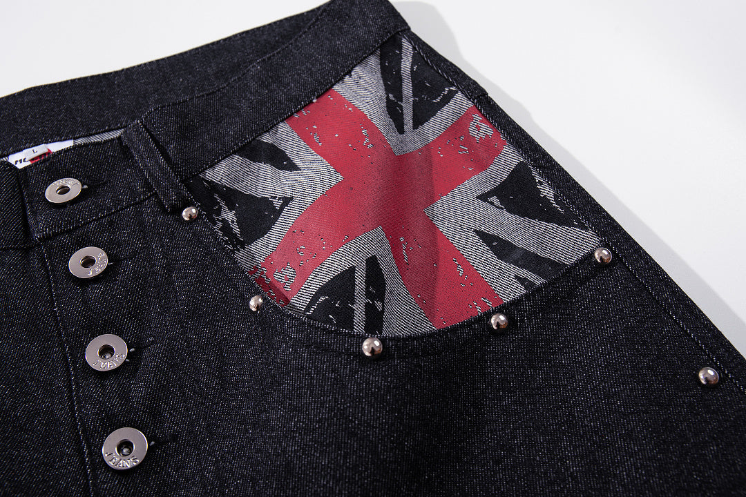Raw Denim Jeans, Black