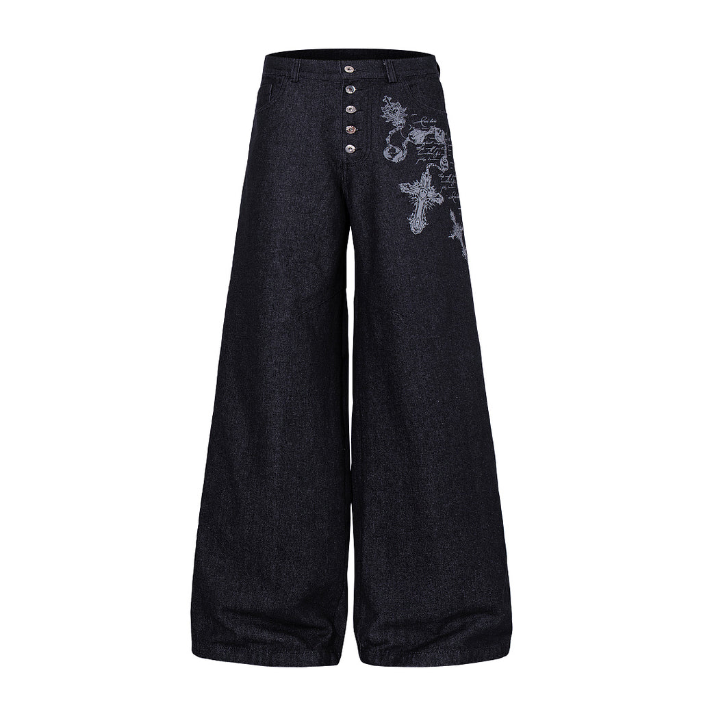 Raw Denim Jeans, Black