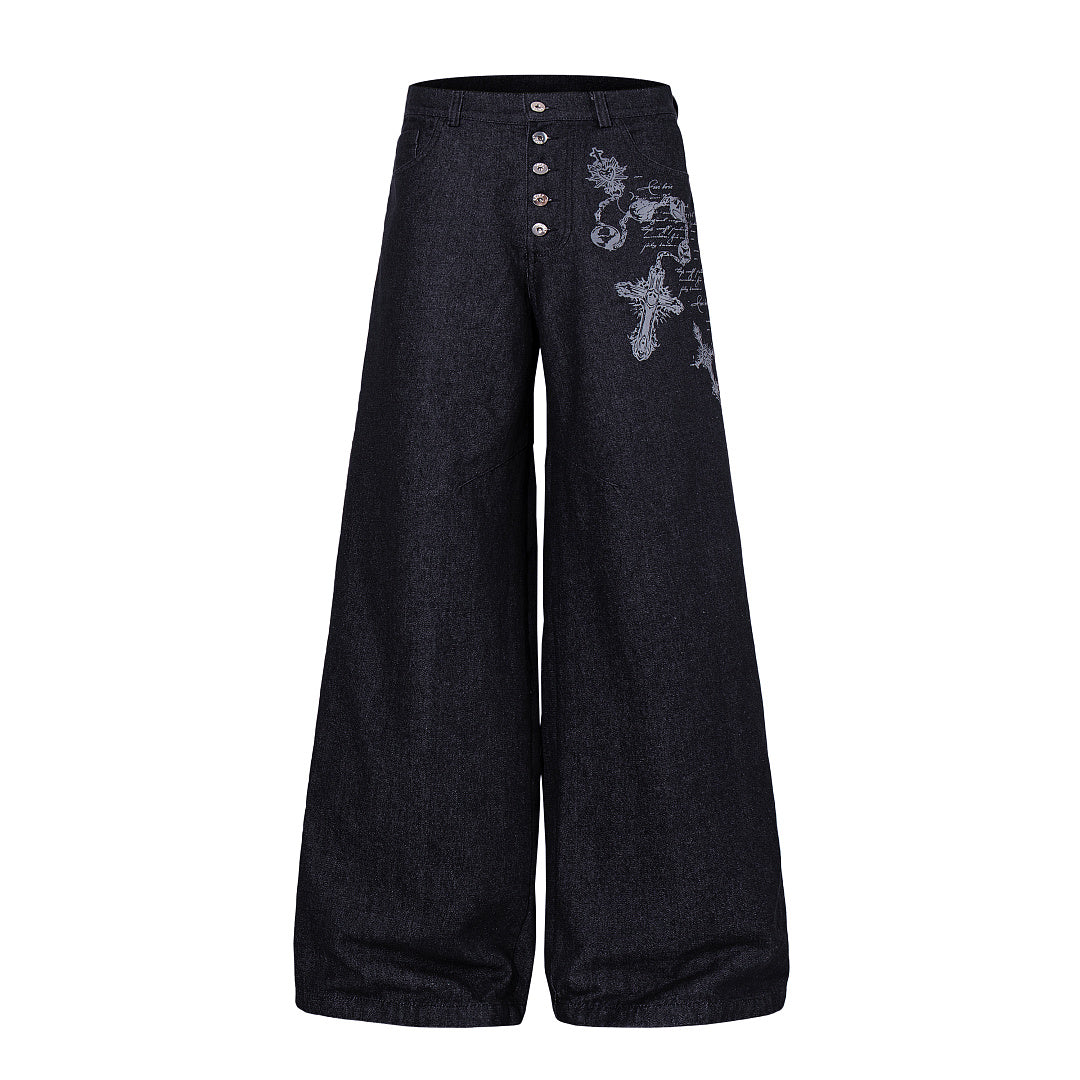 Raw Denim Jeans, Black