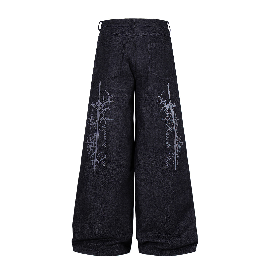 Raw Denim Jeans, Black
