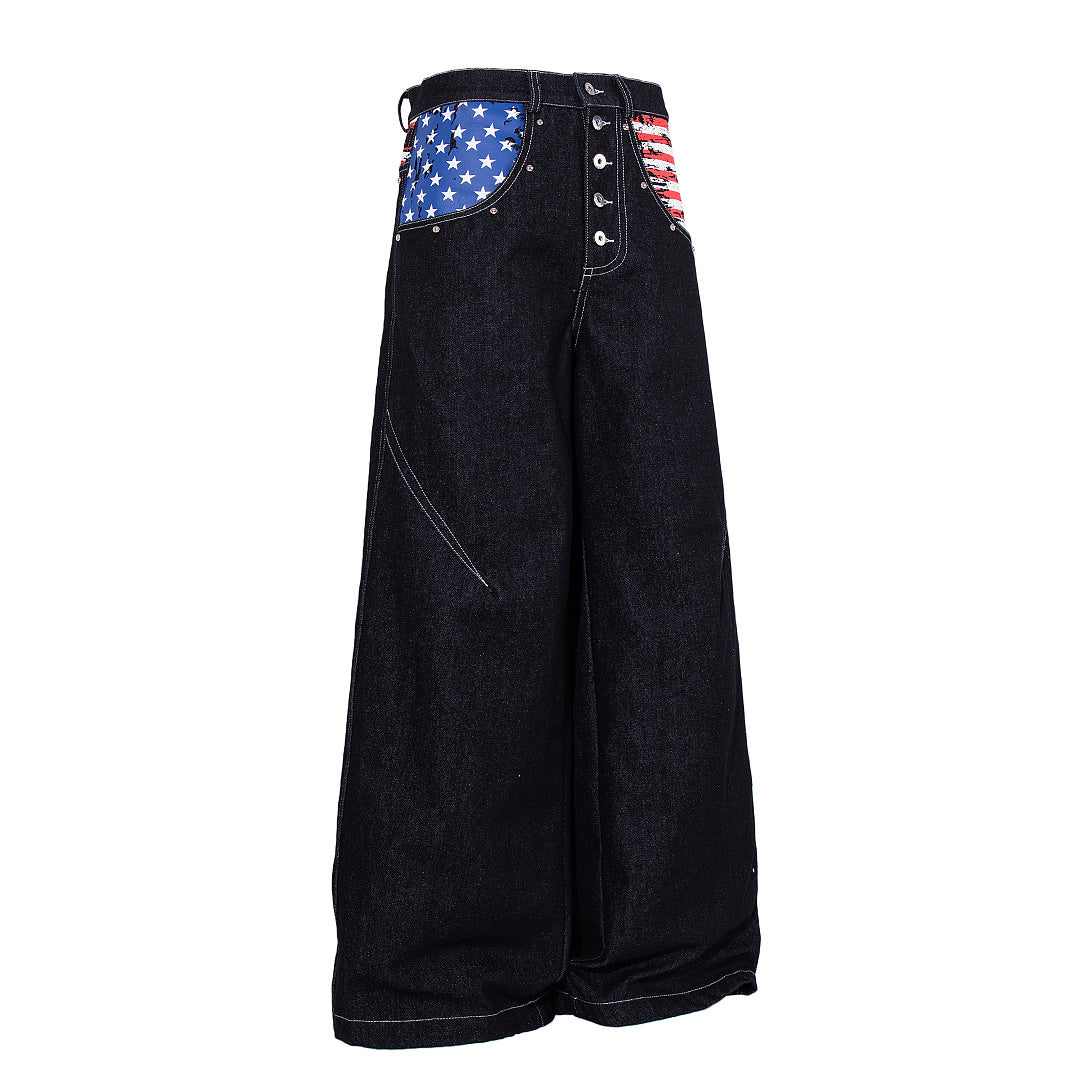 Raw Denim Jeans, Black