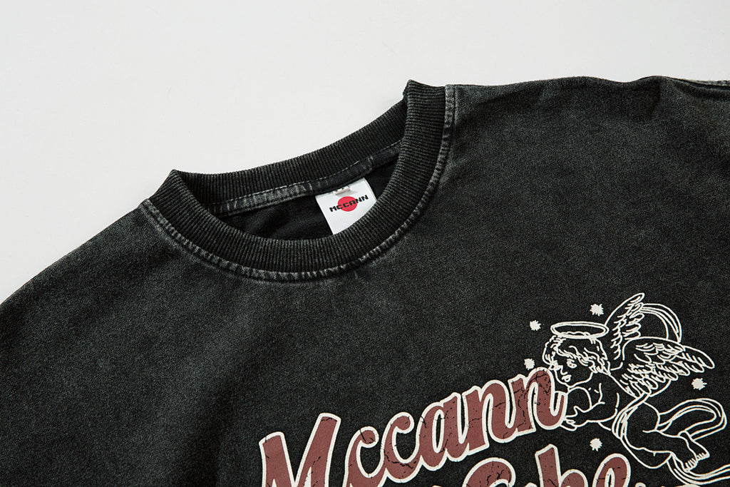 Heavy-duty washed short-sleeve T-shirt